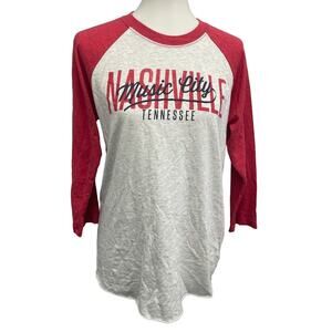 Music City Womens Medium Nashville TN 3/4 Sleeve PolyCotton Crew Neck Tee Shirt